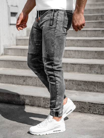Pantalon en jean jogger noir pour homme Bolf HY890 