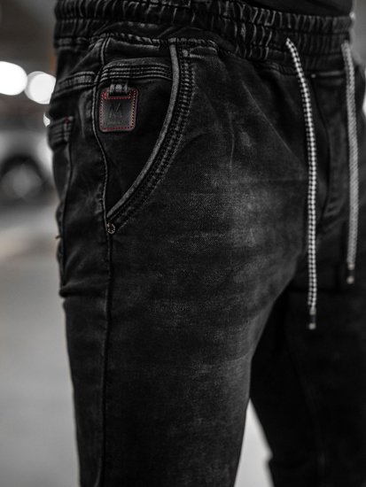 Pantalon en jean jogger noir pour homme Bolf KA2192  