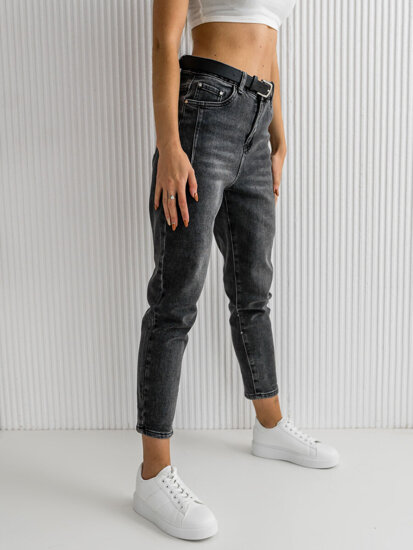 Pantalon en jean noir avec ceinture pour femme Bolf BF15-C