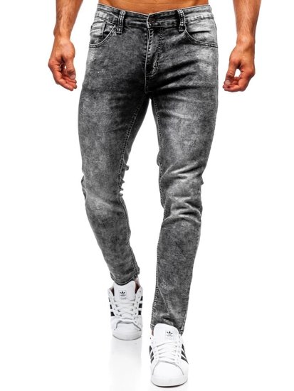 Pantalon en jean pour homme straight leg noir Bolf KX190