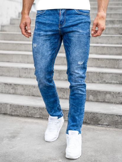 Pantalon en jean regular fit pour homme bleu foncé Bolf K10007-1