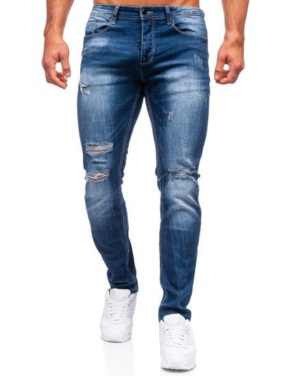 Pantalon en jean regular fit pour homme bleu foncé Bolf MP002B