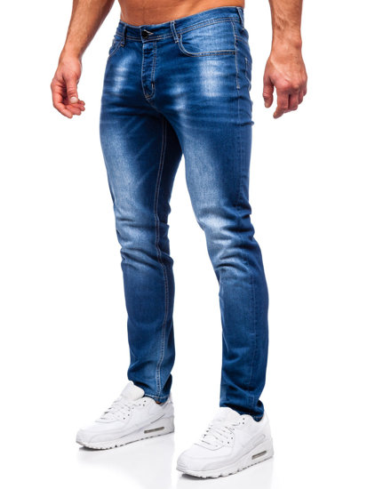 Pantalon en jean regular fit pour homme bleu foncé Bolf MP019B
