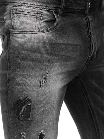 Pantalon en jean regular fit pour homme noir Bolf MP008N