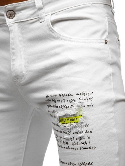 Pantalon en jean skinny fit pour homme blanc Bolf KA1870-12