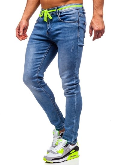 Pantalon en jean skinny fit pour homme bleu foncé Bolf KX555