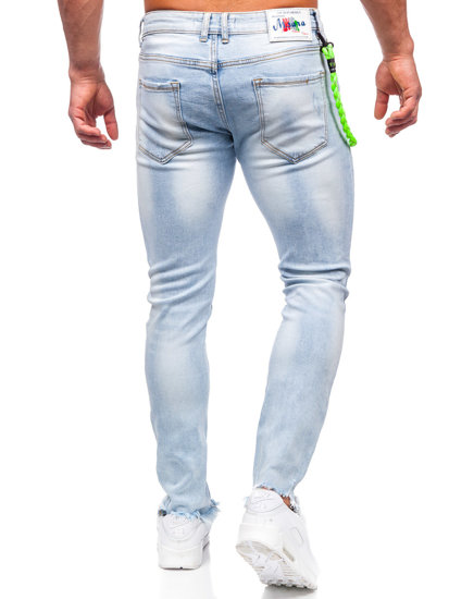 Pantalon en jean slim fit avec ceinture pour homme bleu clair Bolf KX933