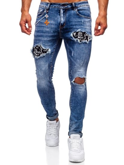 Pantalon en jean slim fit pour homme bleu foncé Bolf 85004S0
