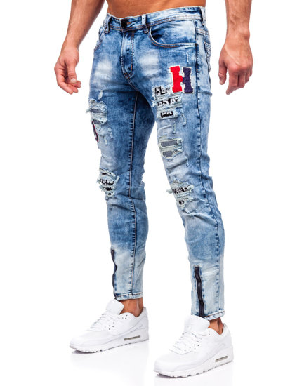 Pantalon en jean slim fit pour homme bleu foncé Bolf E7873