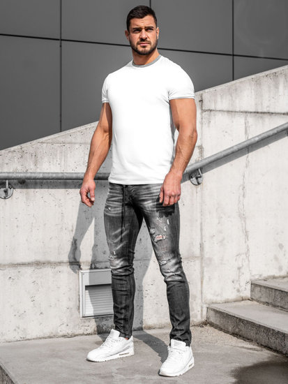 Pantalon en jean slim fit pour homme noir Bolf MP005N