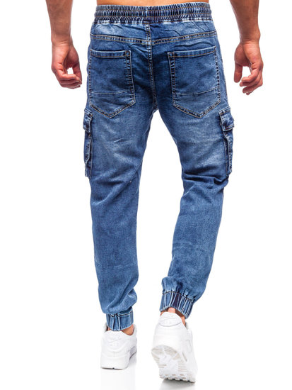 Pantalon jogger cargo en jean pour homme bleu foncé Bolf K10005-1