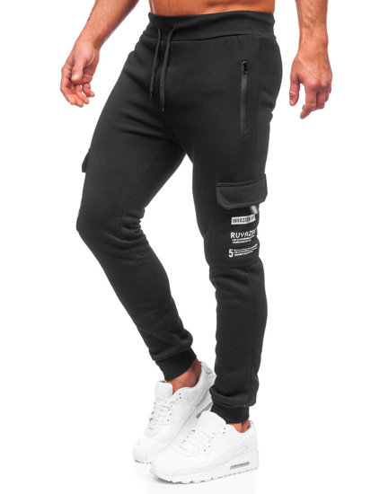 Pantalon jogger cargo rembourré pour homme noir Bolf HW2207