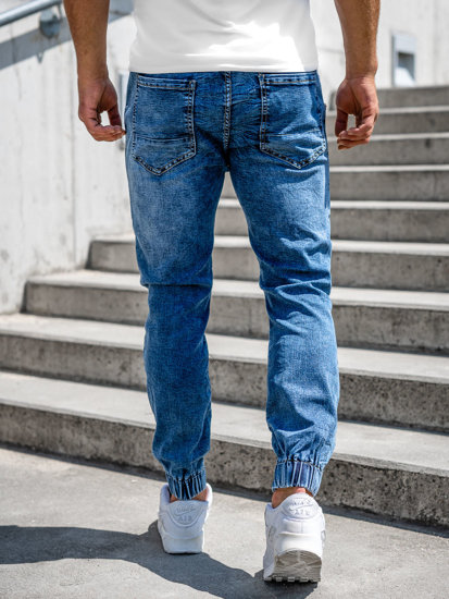 Pantalon jogger en jean pour homme bleu foncé Bolf K10001-1