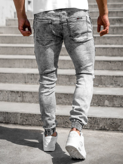 Pantalon jogger en jean pour homme gris Bolf T362