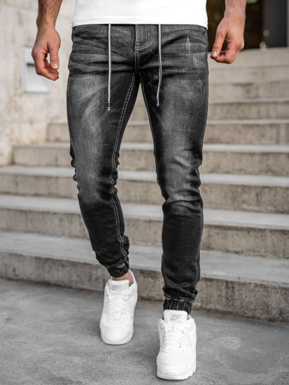 Pantalon jogger en jean pour homme noir Bolf 30051S0