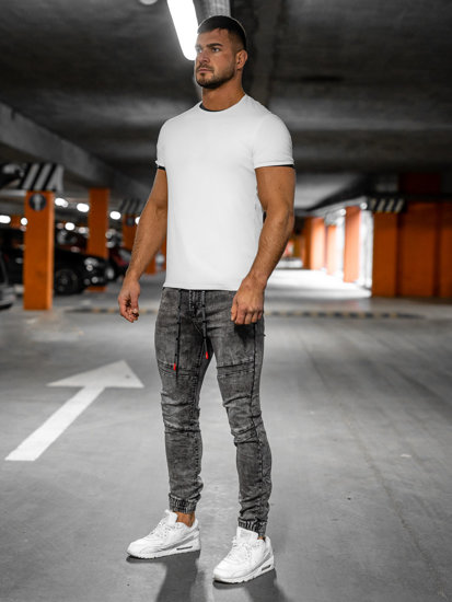 Pantalon jogger en jean pour homme noir Bolf TF133