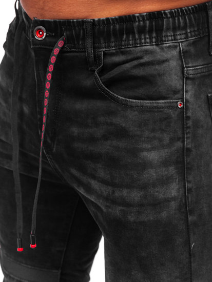 Pantalon jogger en jean pour homme noir Bolf TF260