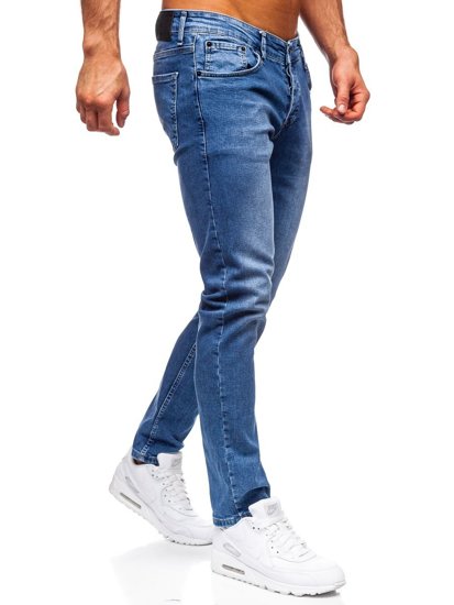 Pantalon regular fit en jean pour homme bleu foncé Bolf R900