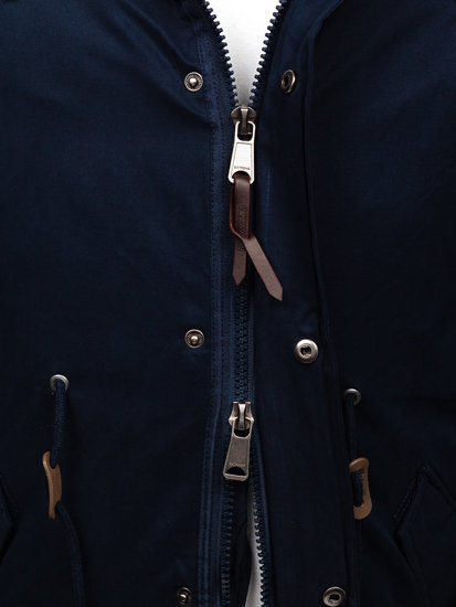 Parka d'hiver en coton pour homme bleue foncée Bolf 1793