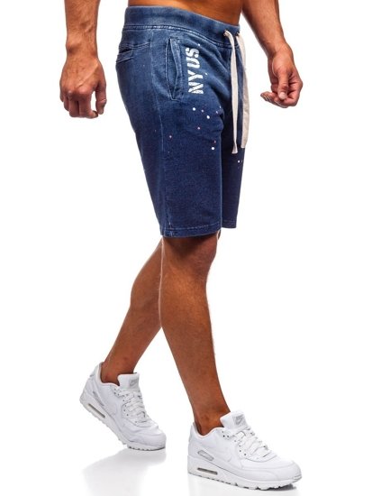 Short en jean pour homme bleu foncé Bolf EX03