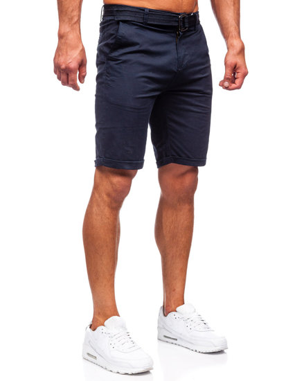 Short pantalon court avec ceinture pour homme bleu foncé Bolf XX160085