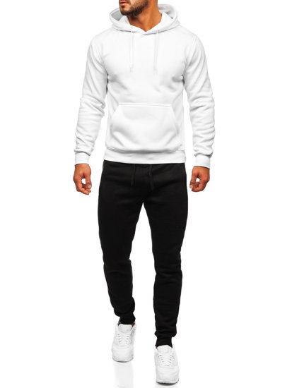 Survêtement avec sweat-shirt à capuche kangourou pour homme blanc Bolf D002