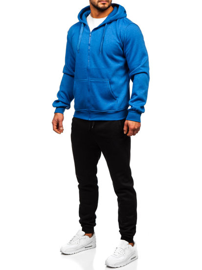 Survêtement avec un sweat-shirt à capuche zippé pour homme blaur clair Bolf D004