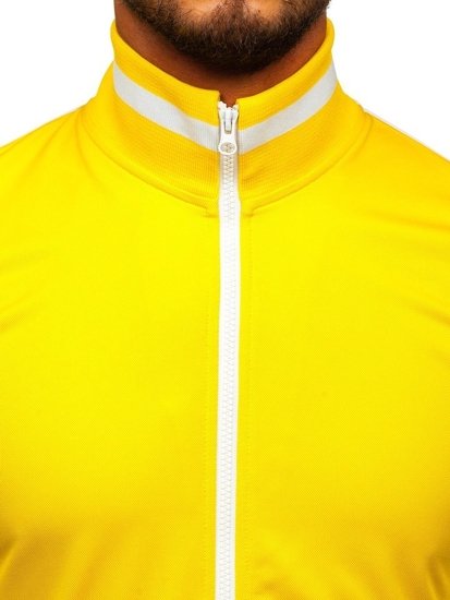 Sweat-shirt à col montant avec fermeture retro style pour homme jaune Bolf 2126