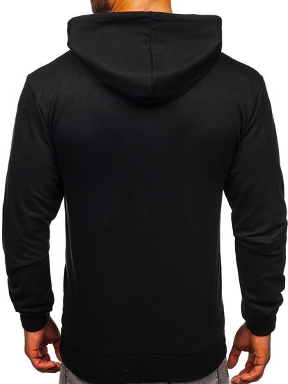 Sweat-shirt avec imprimé pour homme noir à capuche Bolf 6144  