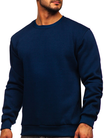 Sweat-shirt bleu foncé sans capuche pour homme Bolf 2001
