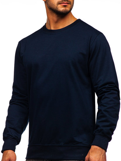 Sweat-shirt bleu foncé sans capuche pour homme Bolf B10001