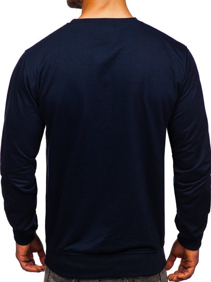 Sweat-shirt bleu foncé sans capuche pour homme Bolf B10001