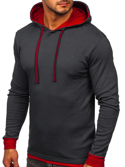 Sweat-shirt graphite-bordeaux à capuche pour homme Bolf 145380 