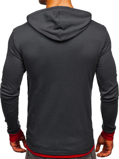 Sweat-shirt graphite-bordeaux à capuche pour homme Bolf 145380 