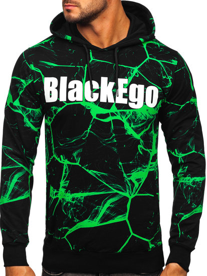 Sweat-shirt imprimé à capuche pour homme noir-vert Bolf 6453