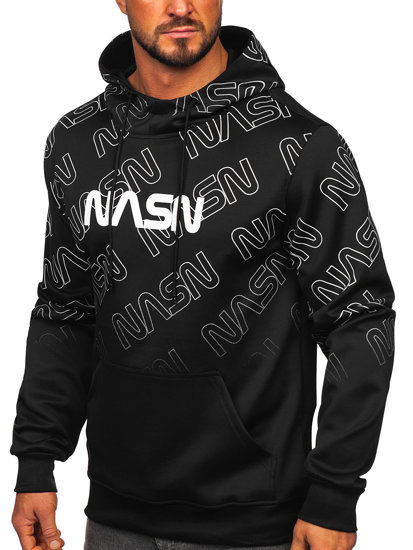 Sweat-shirt kangourou imprimé à capuche pour homme noir Bolf 8B991