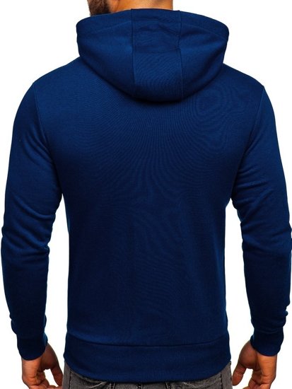 Sweat-shirt pour homme à capuche bleu foncé Bolf 1004