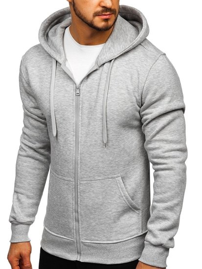 Sweat-shirt pour homme à capuche zippé gris clair Bolf 2008 