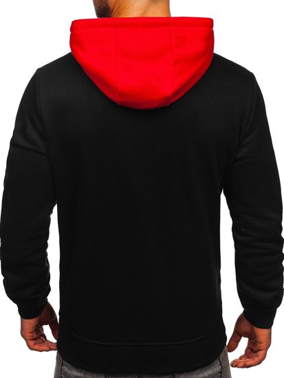 Sweat-shirt pour homme noir-rouge à capuche Bolf LM77001   