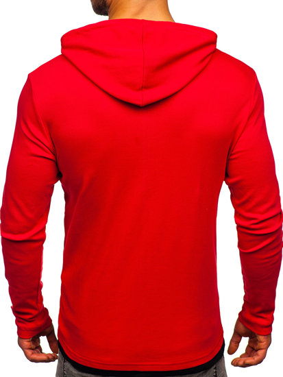Sweat-shirt rouge à capuche pour homme Bolf 03
