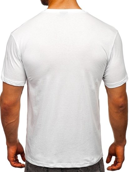 Tee-shirt blanc avec imprimé pour homme Bolf 008