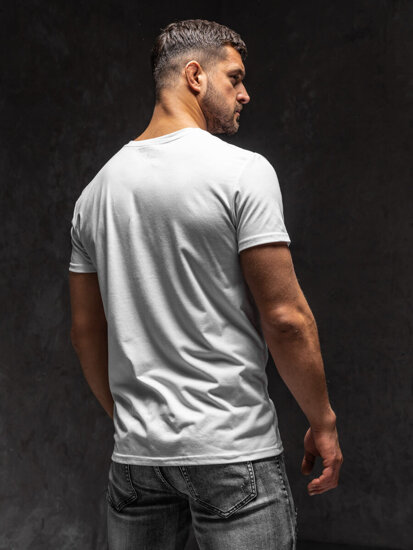 Tee-shirt blanc avec imprimé pour homme Bolf Y70013