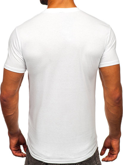 Tee-shirt en coton avec petite poche pour homme blanc Bolf 14507
