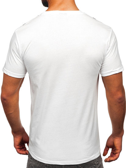 Tee-shirt en coton imprimé pour homme blanc Bolf 14728