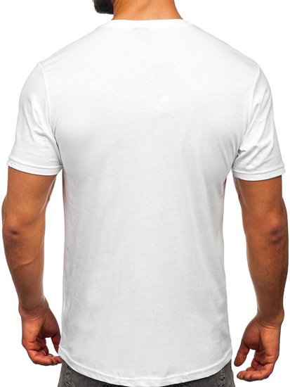 Tee-shirt en coton imprimé pour homme blanc Bolf 14751