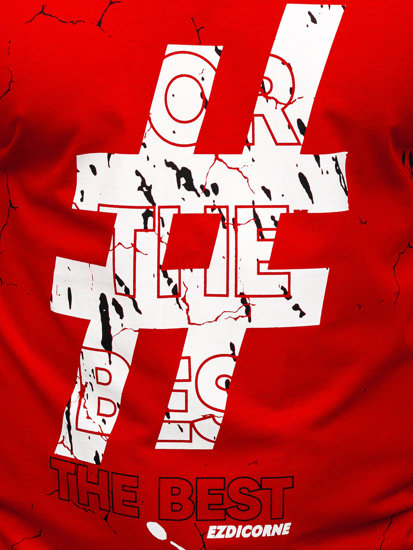 Tee-shirt en coton imprimé pour homme rouge Bolf 14728