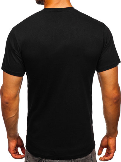 Tee-shirt en coton noir avec imprimé pour homme Bolf 2017