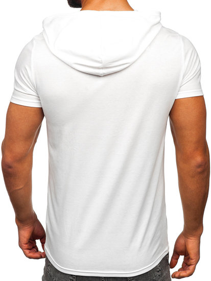 Tee-shirt imprimé à capuche pour homme blanc Bolf 8T979