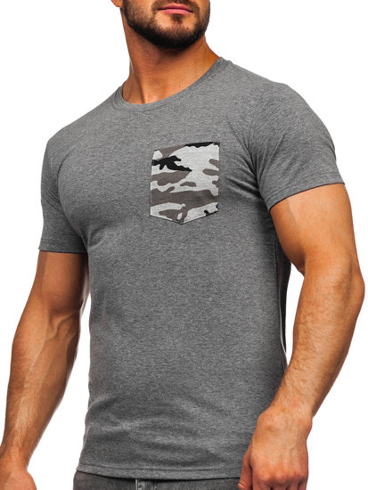 Tee-shirt imprimé avec petite poche camo pour homme graphite Bolf 8T85