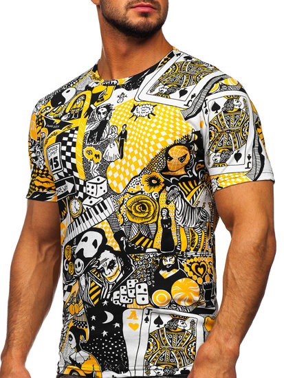 Tee-shirt imprimé pour homme jaune Bolf 14938